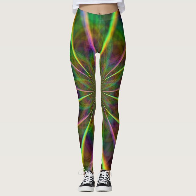 Leggings Fleur arc-en-ciel fou (Devant)