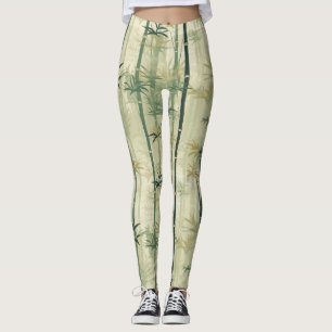 Leggings Fleur de bambou sereine asiatique  (3)