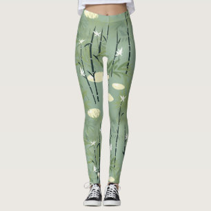 Leggings Fleur de bambou sereine asiatique  (5)
