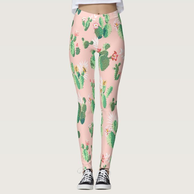 Leggings fleur de cactus rose (Devant)