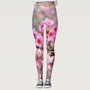 Leggings Fleur de cerisier Fleurs d'arbre japonaises rose f