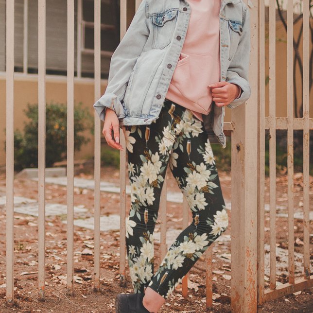 Leggings Fleur de Champagne Floral Nouvel An Mariage (Créateur téléchargé)