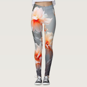 Leggings Fleur de Fard Élégante et Abstraite dans un Flux B