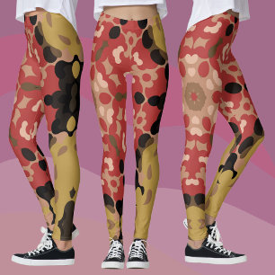 Leggings Fleur de Mandala Retro rouge et Brown