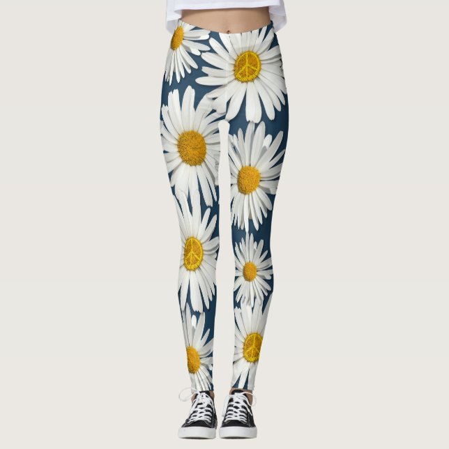 Leggings Fleur de marguerite du Symbole de Paix Intérieur S (Devant)