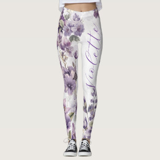 Leggings Fleur de naissance de février Violet Floral Person