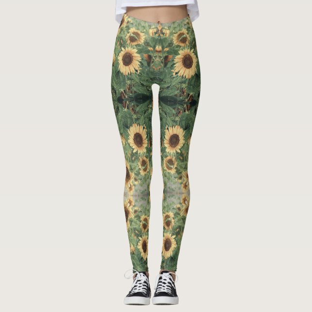 Leggings Fleur de soleil hippie de Boho Floral (Devant)