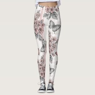 Leggings Fleur d'élégant papillon (1)
