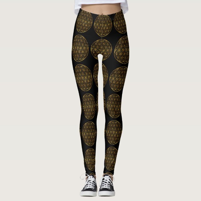 Leggings Fleur d'or mousseux de la vie (Devant)
