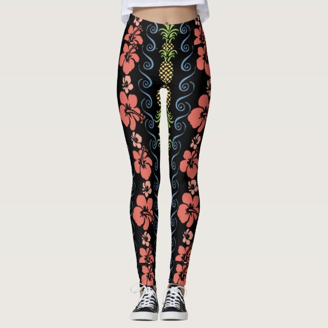 Leggings Fleur Hibiscus À L'Ananas (Devant)
