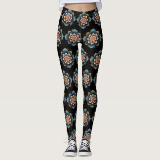 Leggings Fleur Mandala Lotus aux cristaux étincelants