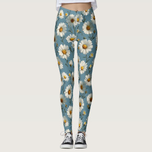 Leggings Fleur marguerite en bleu incomparable