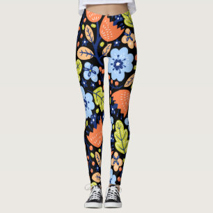 Leggings Fleur motif coloré brillant