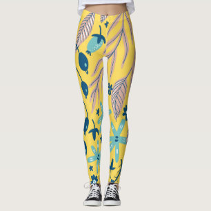 Leggings Fleur motif coloré brillant beauté