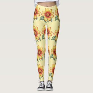 Leggings Fleur orange
