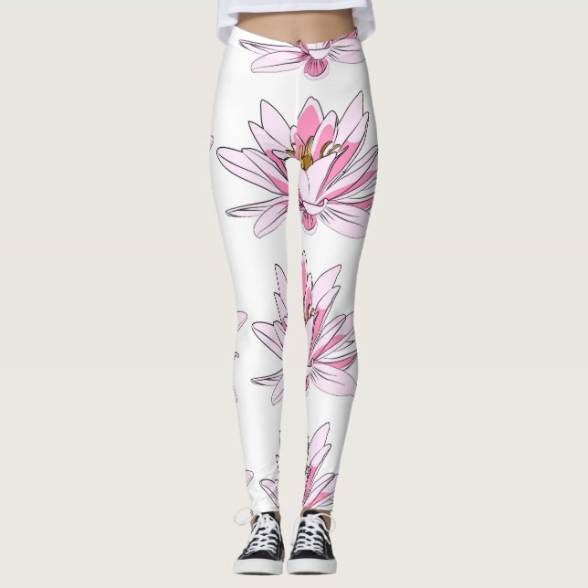 Leggings Fleur rose illustrée (Devant)