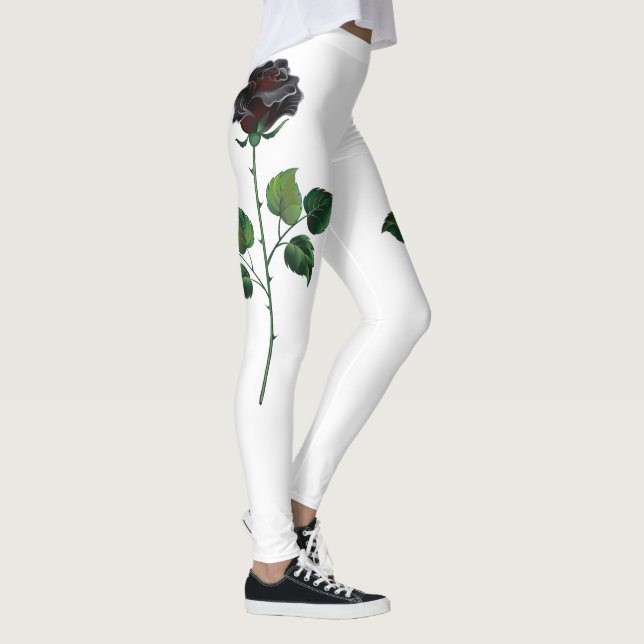 Leggings Fleur rose noire (Droite)