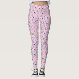 Leggings Fleur sauvage sur impression rose Imprimantes tout
