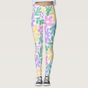 Leggings Fleuris Rétro Pastel Audacieux