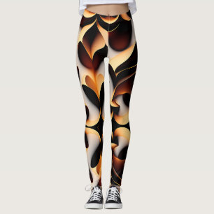 Leggings Fleurs 3D paramétriques Or Motif de mosaïque moder