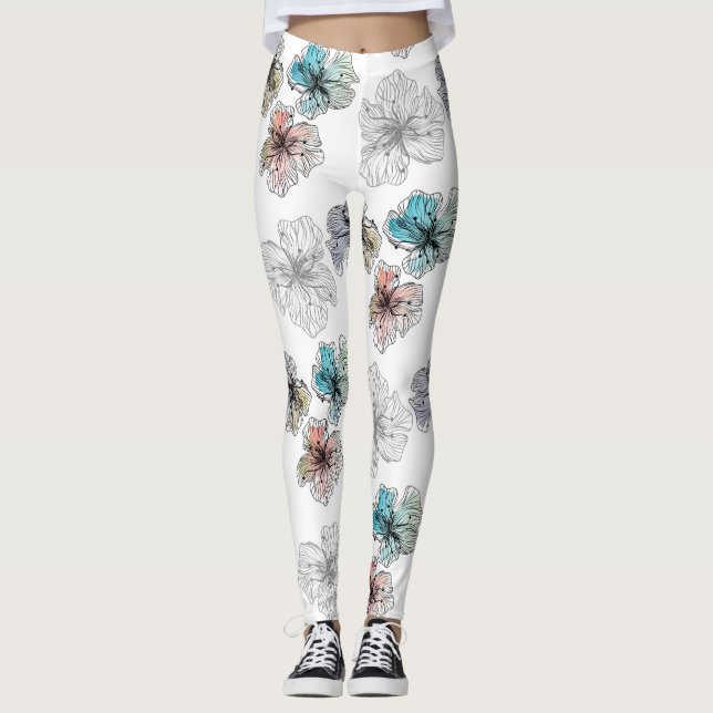 Leggings Fleurs alignées sans couture abstrait PA moderne (Devant)