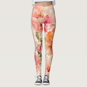 Leggings Fleurs aquarelles romantiques chaudes d'été