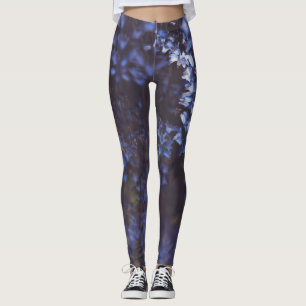 Leggings Fleurs bleu violet foncé
