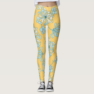 Leggings Fleurs Chrysanthèmes vintages, Motif Oriental.