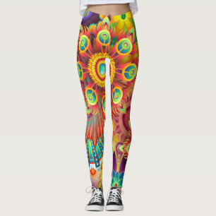 Leggings Fleurs colorées et psychédéliques