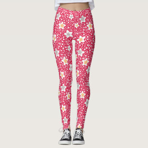 Leggings Fleurs colorées sur un point de polka rétro arrièr