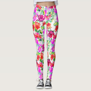 Leggings Fleurs colorées tropicales élégantes