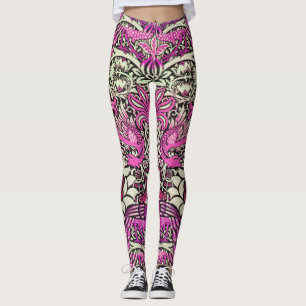 Leggings FLEURS, COQUES DE PAIX, DRAGONS Rose BLack Imagina