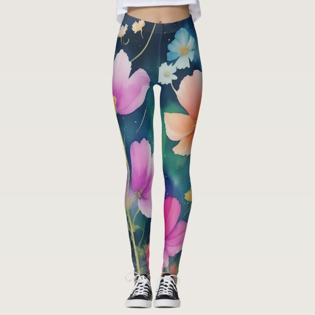 Leggings Fleurs dans le Cosmos (Devant)