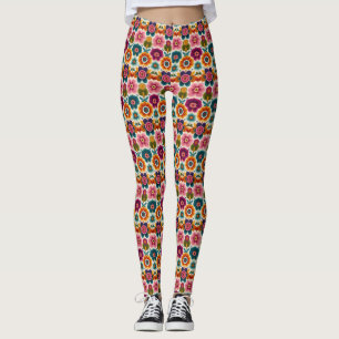 Leggings Fleurs d'art populaire Retro Bohème motif floral