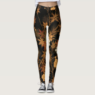 Leggings Fleurs d'automne japonaises et art Vintage