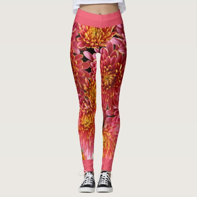 Leggings fleurs de chrysanthème exotique (Devant)