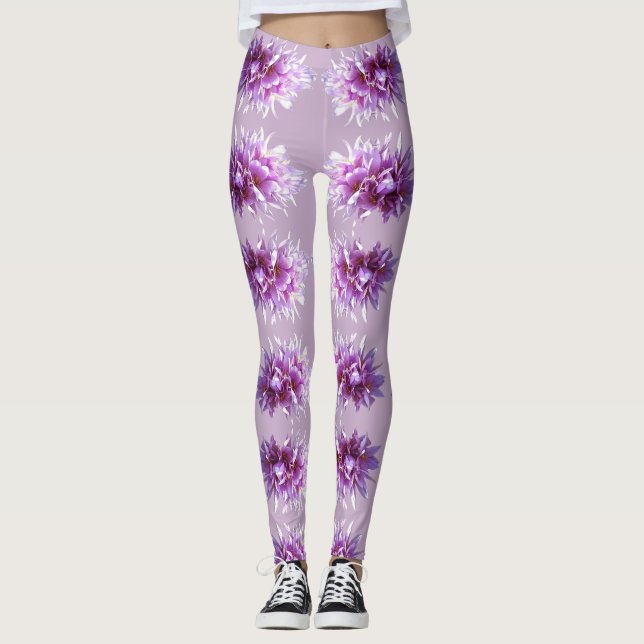 Leggings Fleurs de Crocus roses (Devant)