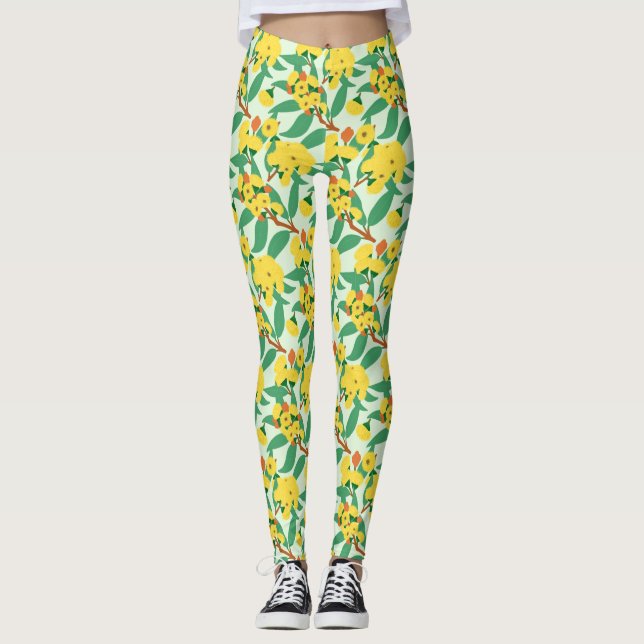 Leggings Fleurs de gomme jaune (Devant)