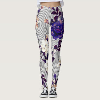 Leggings Fleurs de printemps Motif en silhouette noire