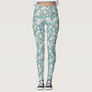 Leggings Fleurs de torrents jaunes et bleues
