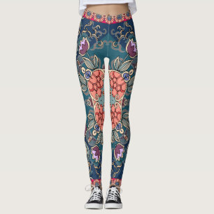 Leggings Fleurs de tulipe Lilac, cadre fleuri ornemental.