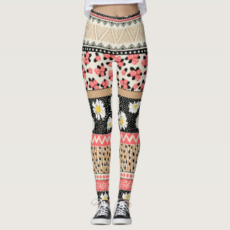 Leggings Fleurs décoratives : Patchwork Tile Motif