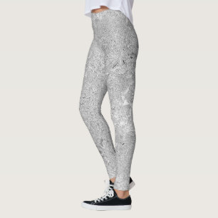 Leggings Fleurs d'Hibiscus Argent,