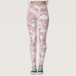Leggings Fleurs du crâne : Fête Mexicaine Sans Seamless.