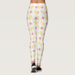 Leggings Fleurs en tourniquet rose et jaune