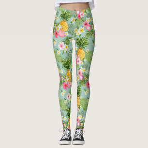 Leggings Fleurs et ananas tropicaux