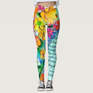 Leggings Fleurs et Lettres
