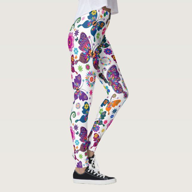 Leggings Fleurs et papillons colorés (Droite)