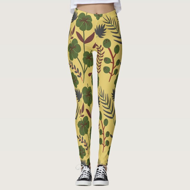 Leggings Fleurs et papillons floraux motifs sans soudure (Devant)