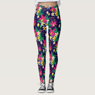 Leggings Fleurs Exotiques Colorées Motif Feuilles-23021